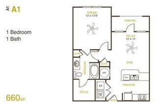 A1 - One Bedroom, One Bathroom 09-9203 floor plan